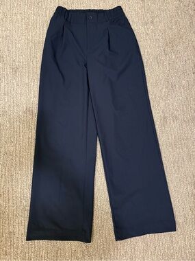 Beyond Yoga Women’s Navy Blue High Rise Wide Leg Trouser Pants Small